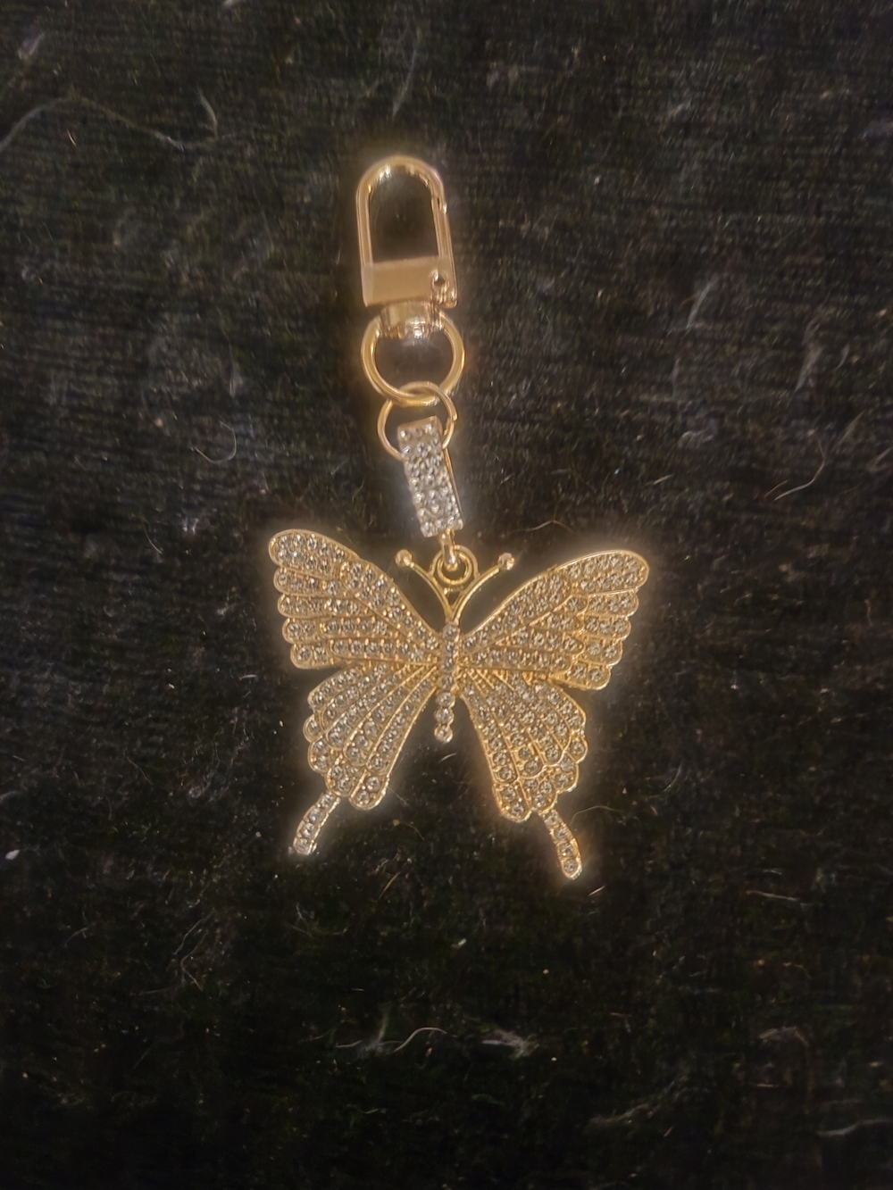 Gold Butterfly Purse Bag Charm/Keychain with Crystal Accents Bling - Picture 2 of 3